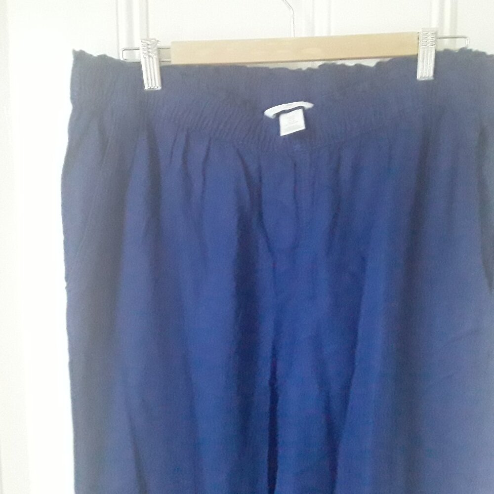 Bright cobalt blue linen H & M pull on pants new with tags XL